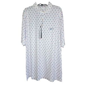 Greg Norman size large white patterned polo shirt NWT